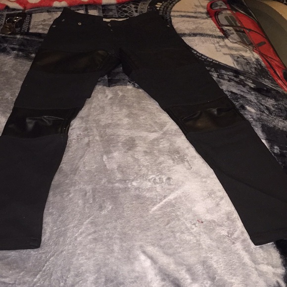 Black denim joy rich skinny jean vegan Leather - Picture 7 of 8